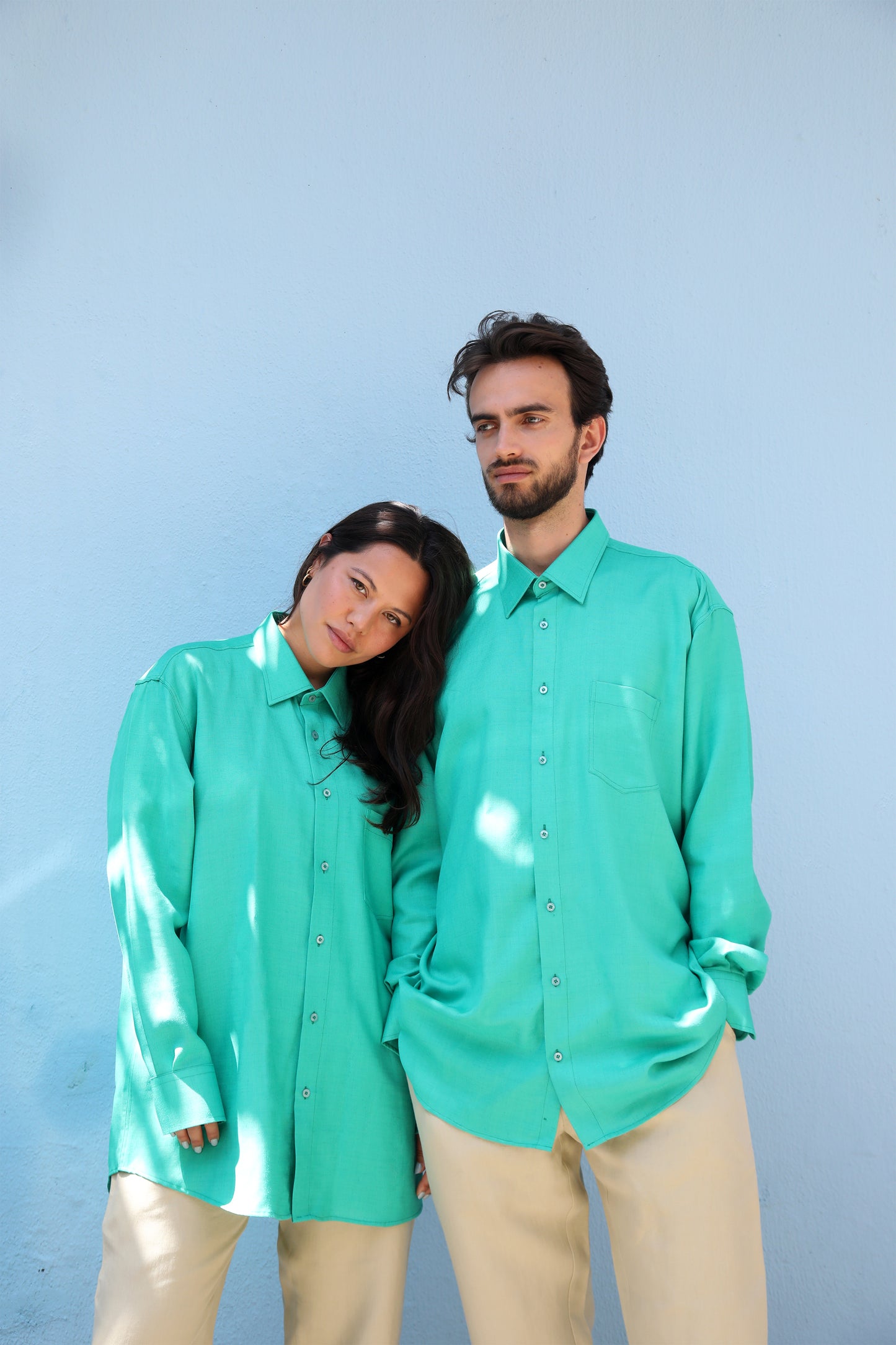 OVERSIZED LINEN SHIRT GREEN