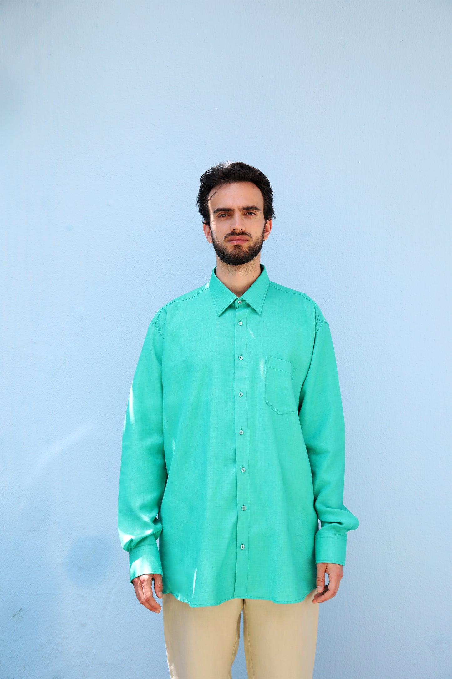 OVERSIZED LINEN SHIRT GREEN