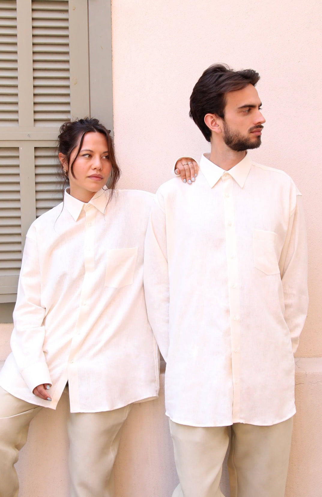 OVERSIZED LINEN SHIRT LIGHT CREAM