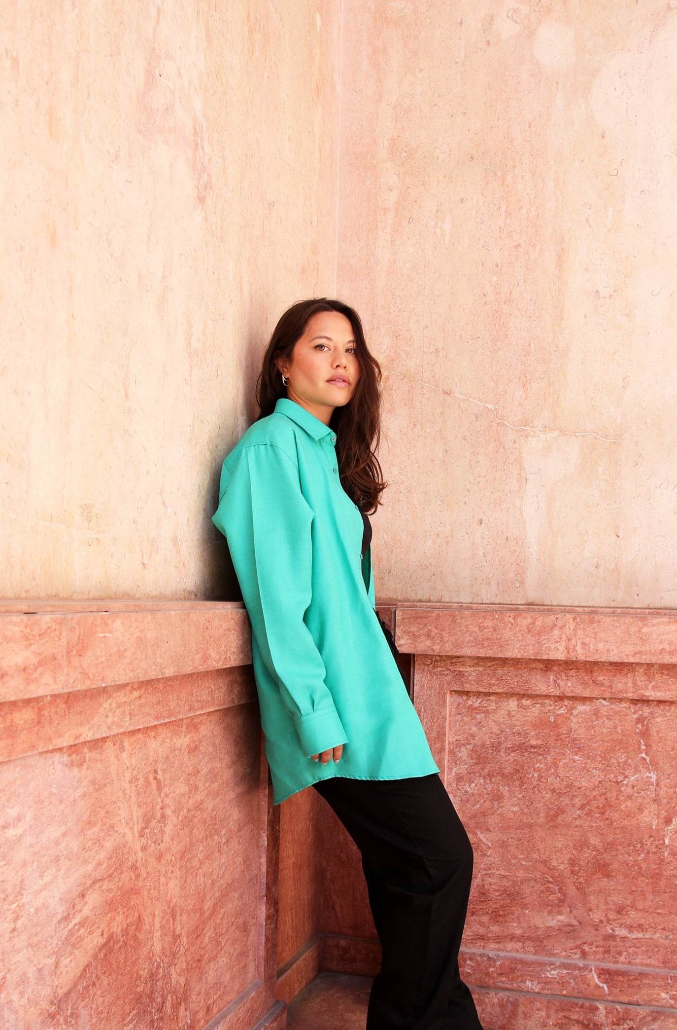 OVERSIZED LINEN SHIRT GREEN