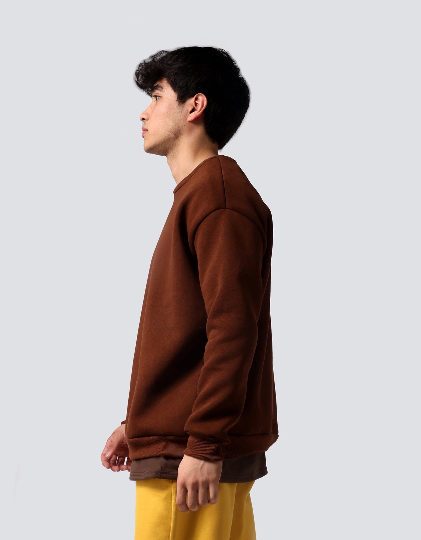 OVERSIZED ON BOTH SIDES SWEATSHIRT BROWN | REVERSIBLE ALMOND LIGHT BROWN STITCHING ON INSIDE