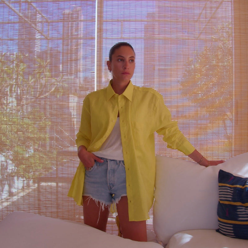 OVERSIZED LINEN SHIRT YELLOW LEMON