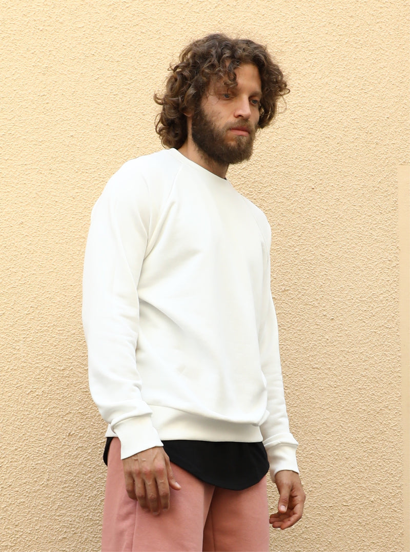 OVERSIZED ON BOTH SIDES SWEATSHIRT OFF WHITE | REVERSIBLE WHITE STITCHING ON INSIDE